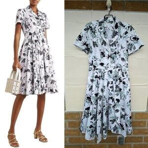 JASON WU COLLECTION Pleated floral-print cotton-poplin dress size 10